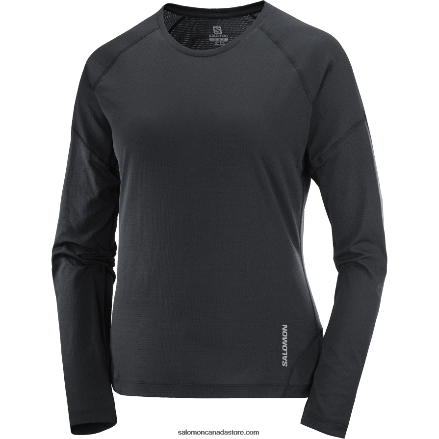 Women\'s Long Sleeve T-Shirt - Cross Run Salomon Deep Black X6B4FZ917