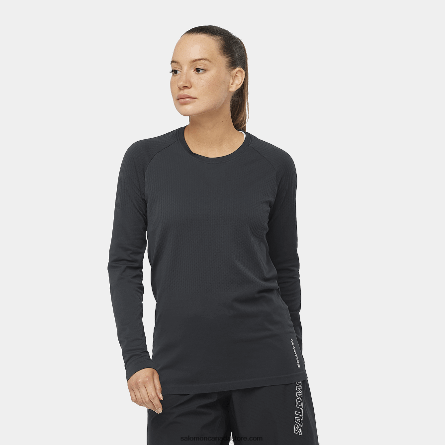 Women\'s Long Sleeve T-Shirt - Sense Aero Seamless Salomon Deep Black X6B4FZ908