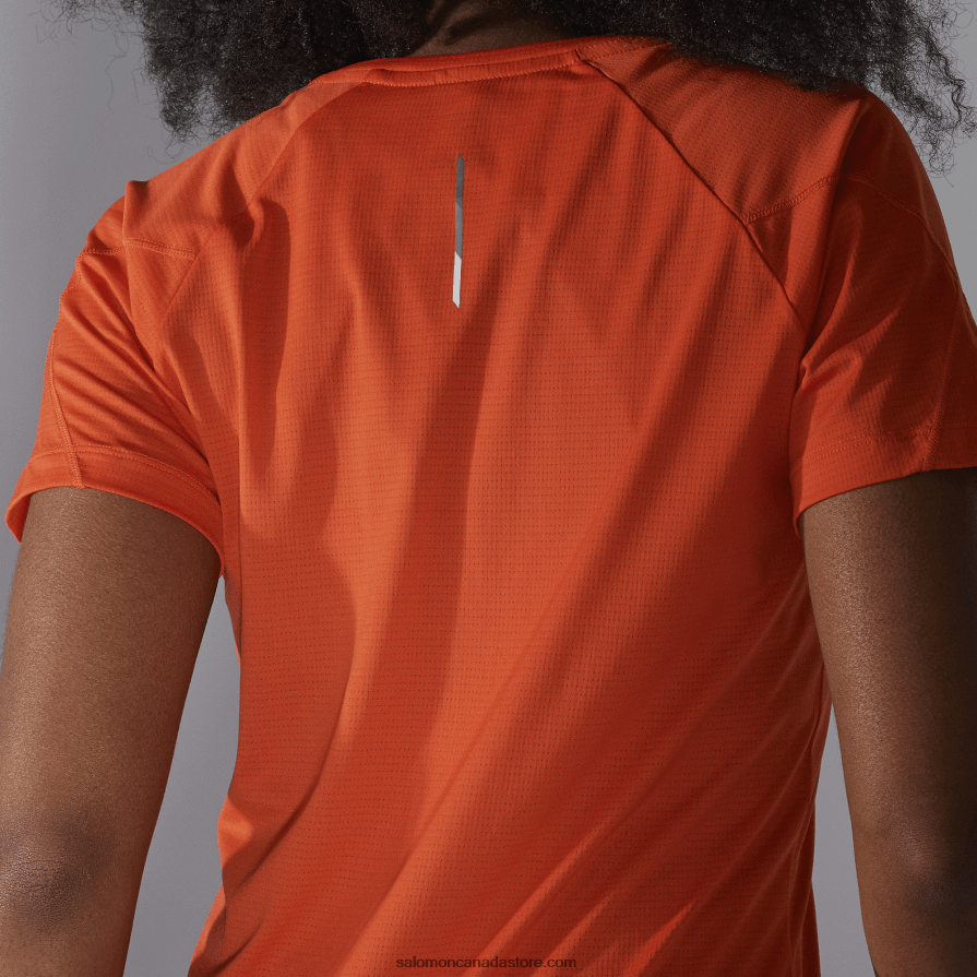 Women\'s Short Sleeve T-Shirt - Cross Run Salomon Fiery Red X6B4FZ887