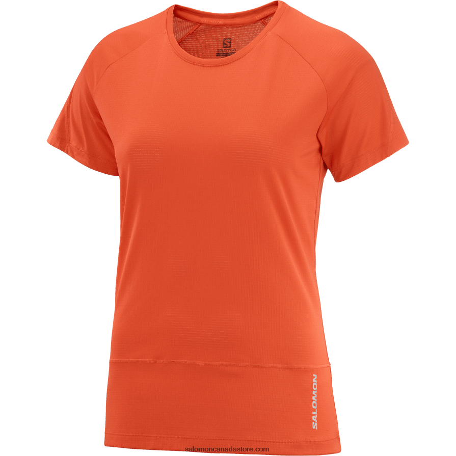 Women\'s Short Sleeve T-Shirt - Cross Run Salomon Fiery Red X6B4FZ887