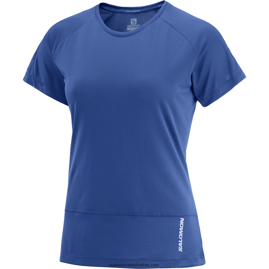 Women\'s Short Sleeve T-Shirt - Cross Run Salomon Navy Peony X6B4FZ889