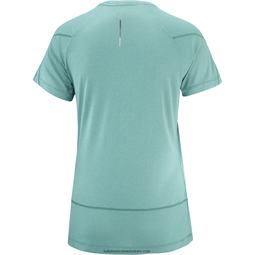 Women\'s Short Sleeve T-Shirt - Cross Run Salomon Pacific/Heather X6B4FZ888