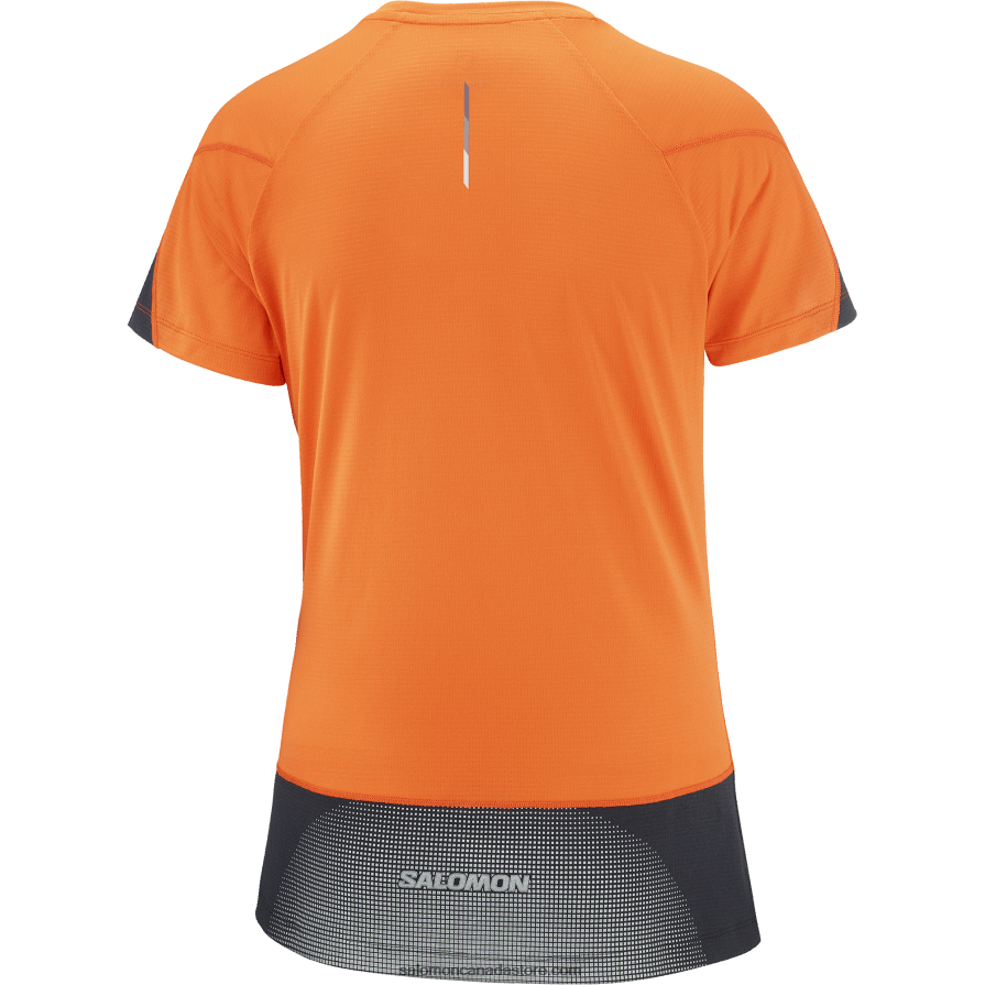 Women\'s Short Sleeve T-Shirt - Cross Run Salomon Scarlet Ibis/Deep Black/Nocturne X6B4FZ886