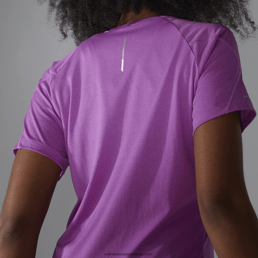 Women\'s Short Sleeve T-Shirt - Cross Run Salomon Sparkling Grape/Heather X6B4FZ890