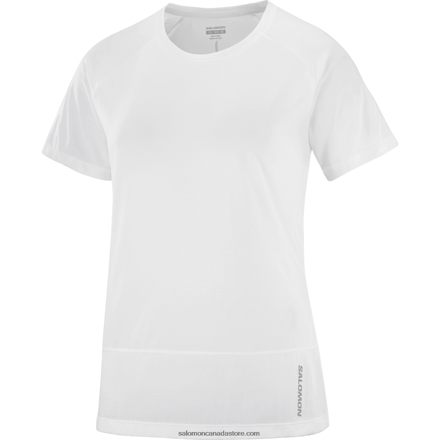 Women\'s Short Sleeve T-Shirt - Cross Run Salomon White X6B4FZ880