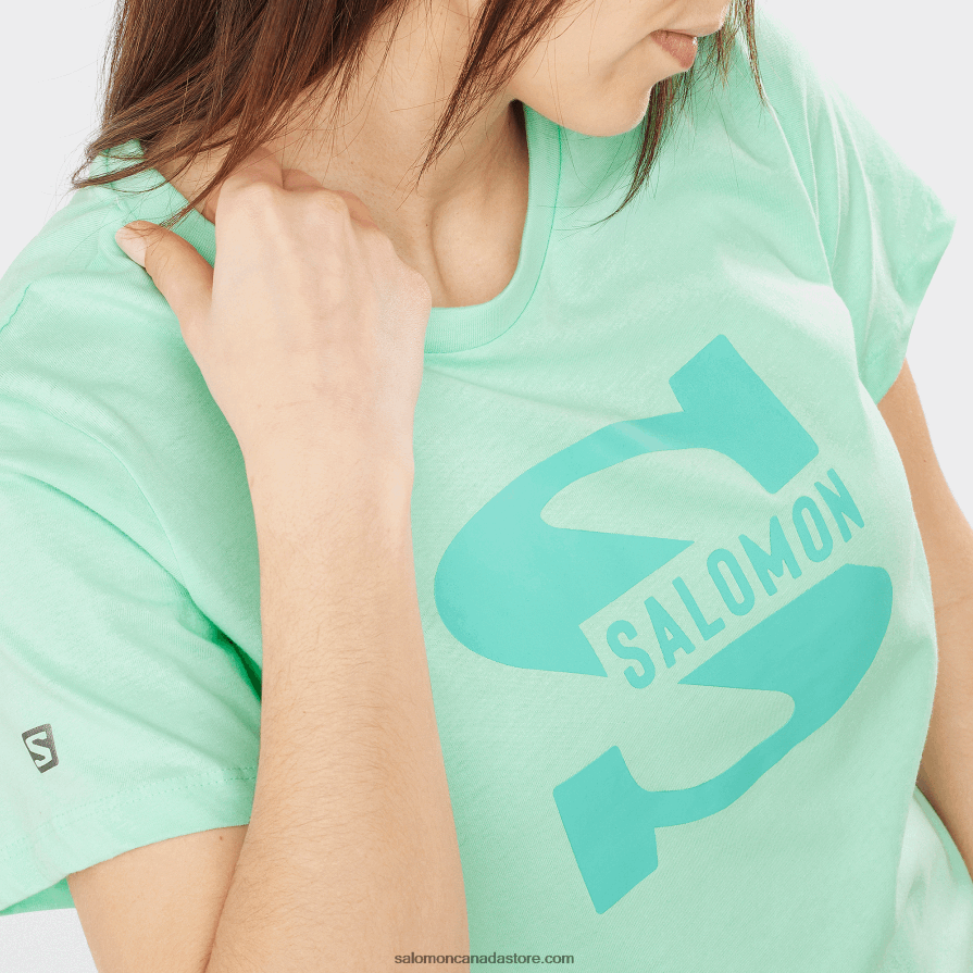 Women\'s Short Sleeve T-Shirt - Outlife Big Logo Salomon Beach Glass X6B4FZ902