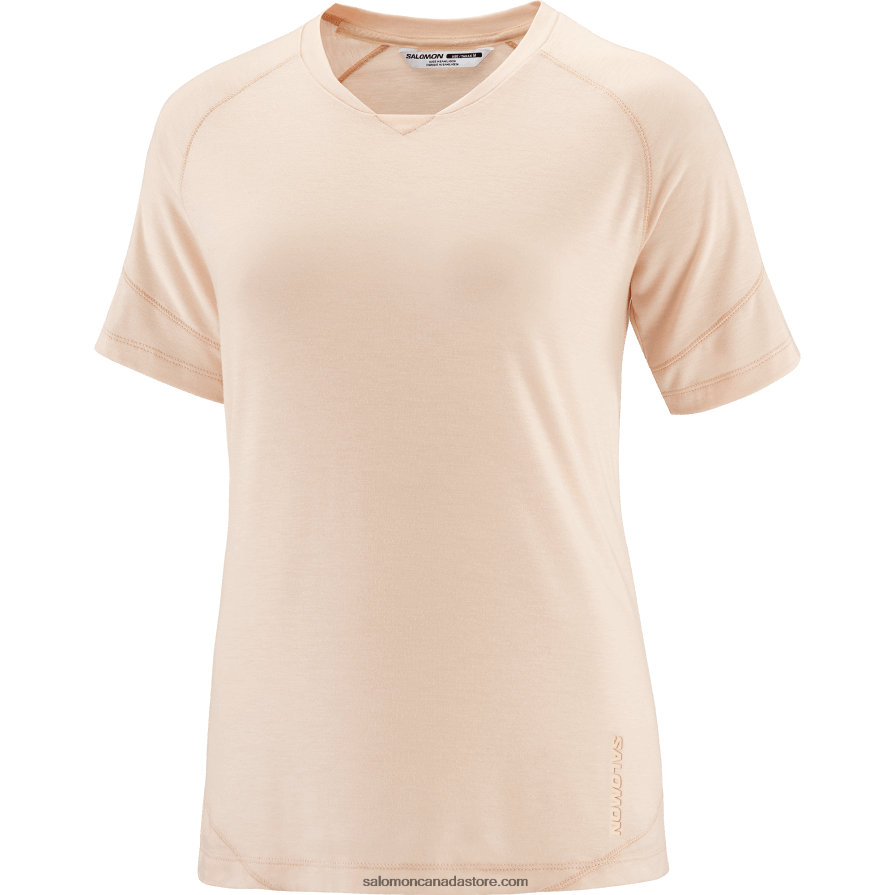 Women\'s Short Sleeve T-Shirt - Runlife Salomon Cream Tan/Heather X6B4FZ912