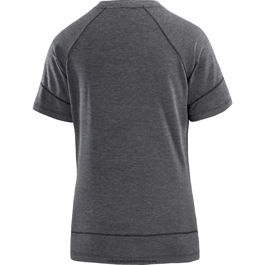 Women\'s Short Sleeve T-Shirt - Runlife Salomon Deep Black/Heather X6B4FZ913